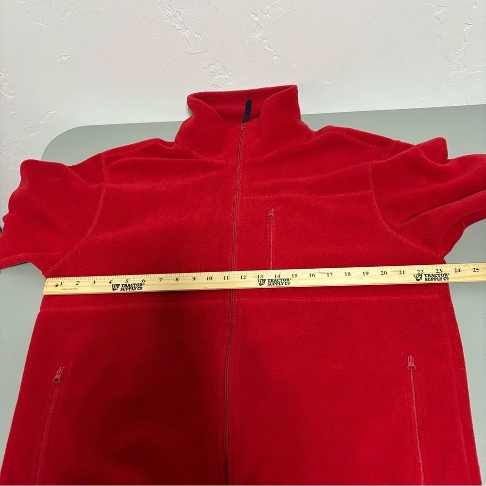 J. Crew Red Fleece Full Zip Jacket Men's Large Pockets Casual Lightweight Basic